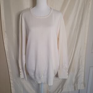 JM Collection White Button-Sleeve Sweater - 2XL - Defect